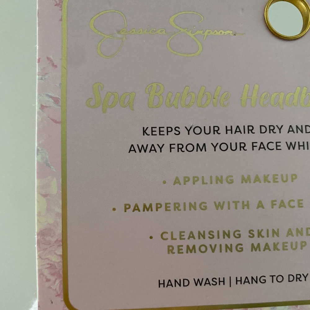 Jessica Simpson Pink plush Spa Bubble washing face Makeup Absorbent Headband NWT - Picture 6 of 6